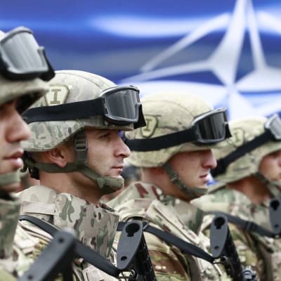 Georgiska soldater vid en öppningsceremoni av en gemensam övning med Nato i augusti 2015.