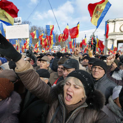 Demonstration i Chisinau mot regeringen i Moldavien 24 januari 2016