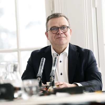 Petteri Orpo Pääministerin haastattelutunnilla.