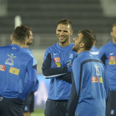 Grekerna tränade på Olympiastadion på fredag