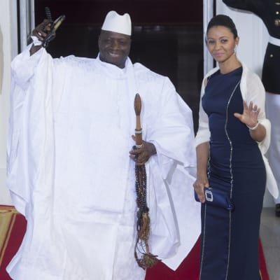 Gambias president Yahya Jammeh och hans hustru Zeinab Suma Jammeh på besök i Vita huset, Washington, sommaren 2014