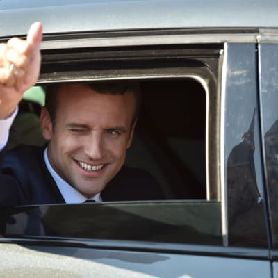 Emmanuel Macron på den franska valdagen 18 juni.