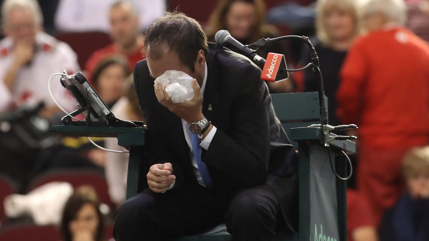 Tennis referee Arnaud Gabas exploded in the Davis Cup match between Canada and Great Britain.