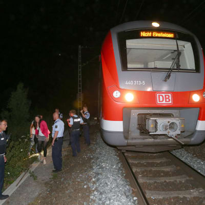 En man med en yxa gick till attack på ett tåg i Würzburg 18.7.2016.