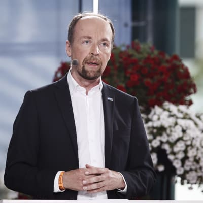 Jussi Halla-aho talar i Björneborg den 18 juli 2019.
