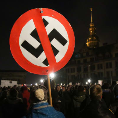 Demonstration mot Pegida i Dresden.
