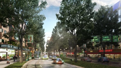 Visionen för Lahtisledens stadsboulevard år 2050.