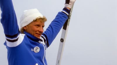 Marja-Liisa Kirvesniemi (Hämäläinen) i Sarajevo 1984.