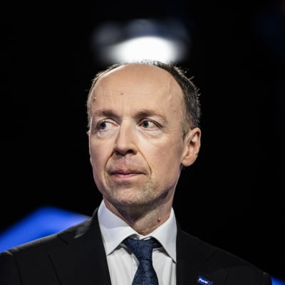 Perussuomalaisten puheenjohtaja Jussi Halla-aho osallistui Pasilassa Ylen kuntavaalitenttiin 18. toukokuuta.