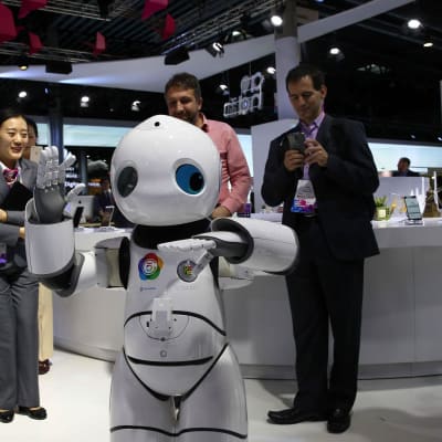 Robot vid Mobile World Congress i februari 2017.