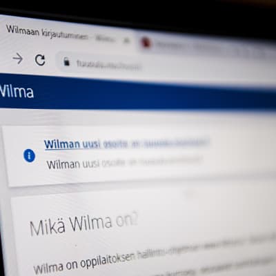 Wilma-järjestelmän etusivu tietokoneen ruudulla.