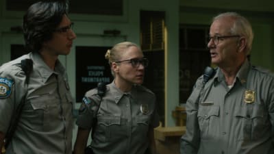 Bild på skådespelarna Adam Driver, Chloe Sevigny och Bill Murray som medverkar i filmen "The Dead Don't Die". 