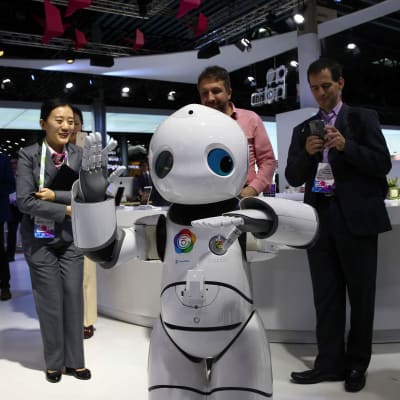 Robot vid Mobile World Congress i februari 2017.