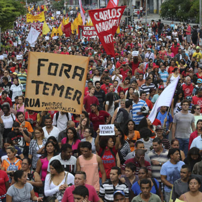 Demonstration mot Michel Temers regering i Sao Paulo 22.5.2016