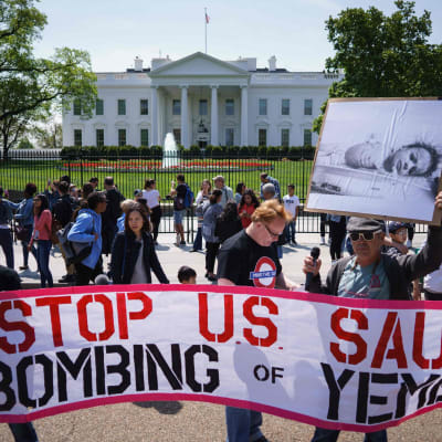 Arkivbild från april 2017 på en demonstration utanför Vita huset mot kriget i Jemen. 