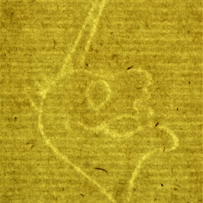 Ett gammalt vattenmärke på ett gult papper.