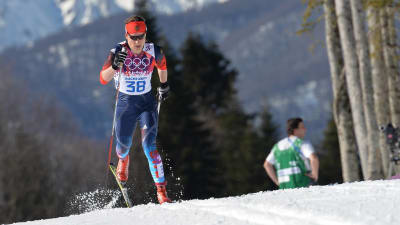 Julija Tjekaljova i skidspåret i OS 2014