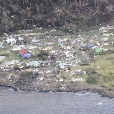 Ilmakuva Fijin tuhoista. 