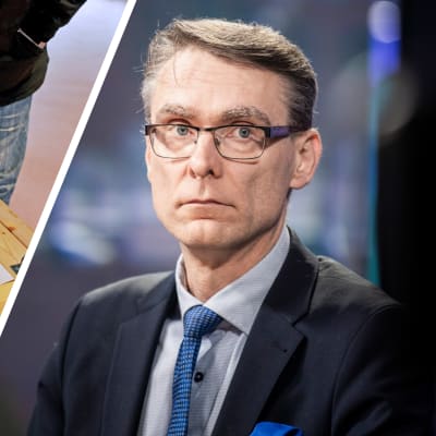 Collage av två bilder. Till vänster en person som röstar i val, till höger Justitiekansler Tuomas Pöysti.
