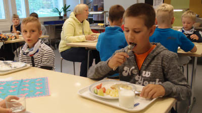 Skoleleverna i Houtskär får närproducerad mat men också här finns en del tillsatser. 