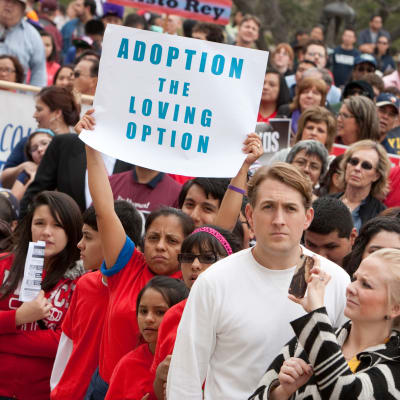 Abortmotståndare demonstrerar i Austin, Texas, USA.