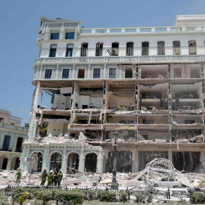 Hotell som skadats i en explosion i Havanna.
