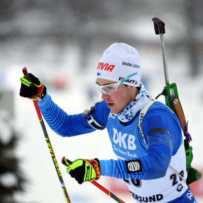Tero Seppälä hade bra fart på sina skidor under distansloppet i VM i skidskytte i Östersund.
