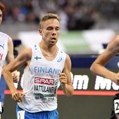 Arttu Vattulainen på 10 000 meter vid EM i Berlin 2018.