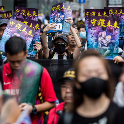 Demonstranter i Hongkong den 3 augusti 2019.