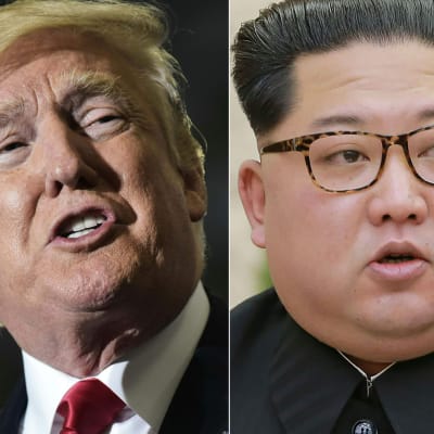 USA:s president Donald Trump och Nordkoreas ledare Kim Jong-Un i en kombinationsbild från den 10 maj. 