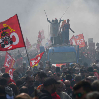 Demonstranter i Marseille i södra Frankrike.