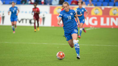 Linda Sällström i Finlands hemmamatch mot Portugal i juni 2016.