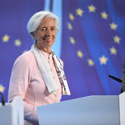 Chefen för Europeiska centralbanken Christine Lagarde vid ECB:s presskonferens den 14 september 2023. ECB  beslutade att styrräntorna ska höjas med ytterligare 0,25 procentenheter.