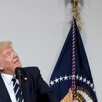 Donald Trump talar vid det nationella republikanska kongressutskottets middag i Washington DC 21.3.2017