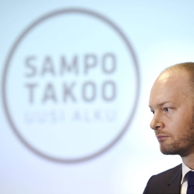 Sampo Terho på presskonferensen där han kickade igång sin partiordförandekampanj.