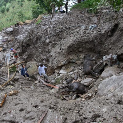 Jordskred i Nepal 30 juli 2015.