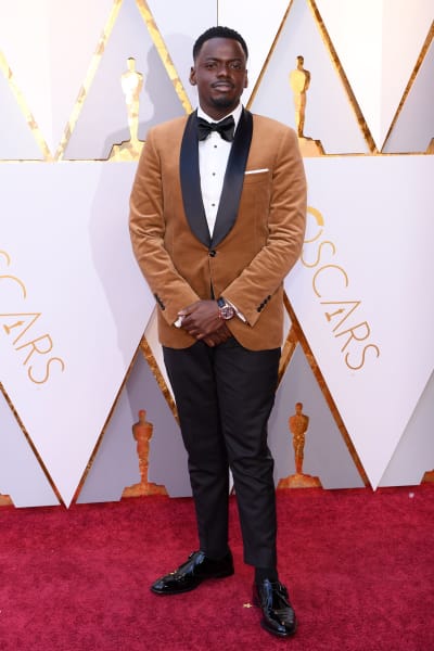 Daniel Kaluuya på röda mattan inför Oscarsgalan 2018.