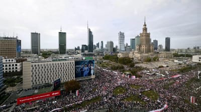 Den polska oppositionen samlade hundratusentals anhängare i Warszawa.
