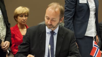 Trond Giske under ett EFTA-möte under hans period som handelsminister i juni 2013.