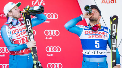 Kjetil Jansrud och Aksel Lund Svindal på prispallen.