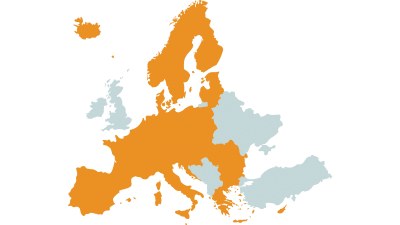 En karta över Schengenområdet.