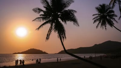 Solnedgång i Goa i Indien