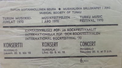 Festivalens inträdesbiljett 1970.