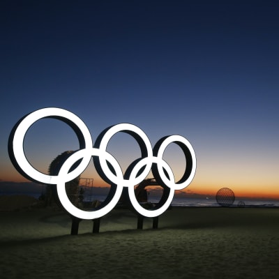 Bild på OS-ringarna i Gangneung.