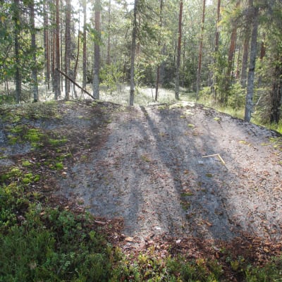 Puolangan Voikivensuolla sijaitseva muinaisjäännös Voikivi. 6 x 3 metrin kokoinen laakea kivi suon keskellä.
