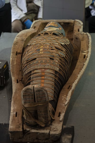 Sarkofag i Egypten som presenterades 14.11.2020