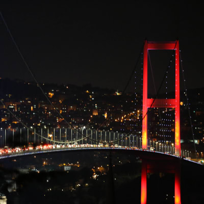 Bron över Bosporen i Turkiet är avspärrad av turkiska soldater.