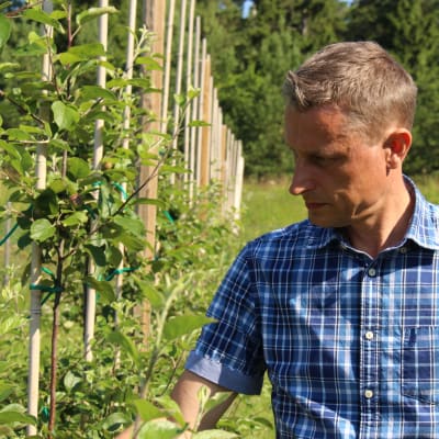 Jordbrukare och äppelodlare vid Råbäck gård