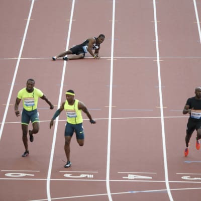 Yohan Blake föll och skadade sig.