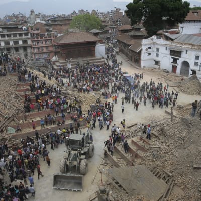 Jordskalv i Katmandu i Nepal.